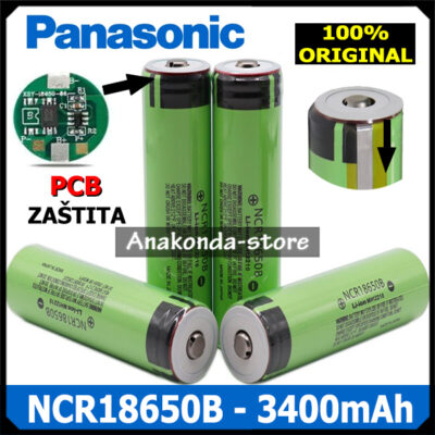 Original Panasonic 18650 Punjivalitijska Li-ion Baterija 3400mAh sa PCB zaštitom
